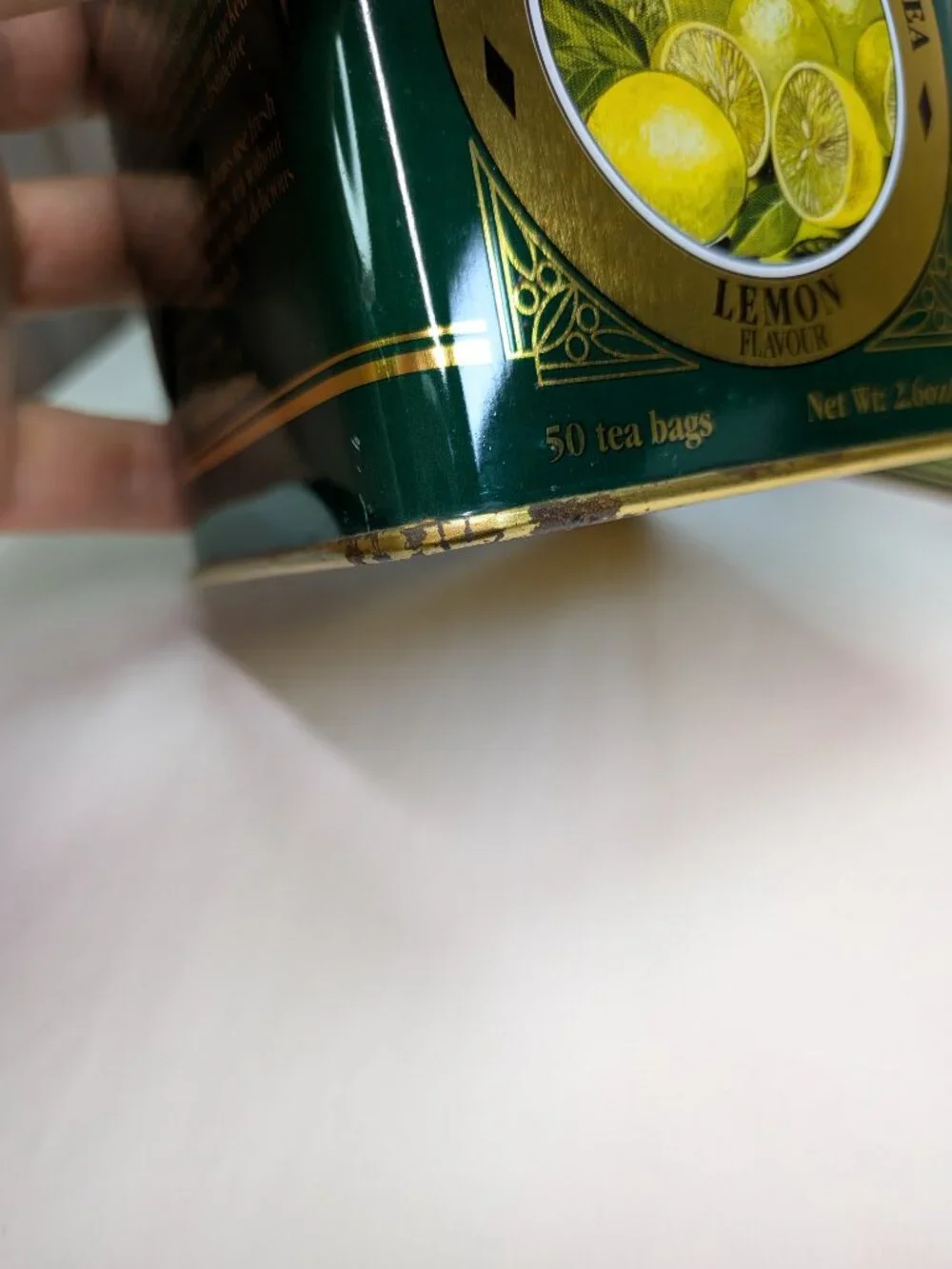 Vintage British Tea Metal Tins Collection 2pc Green & Gold Farmhouse Kitchen